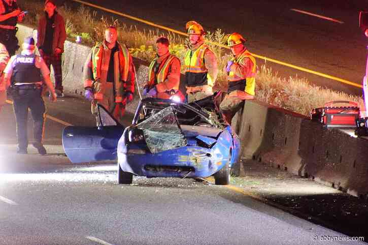 Person airlifted to hospital after car hits deer on Highway 1 in Chilliwack