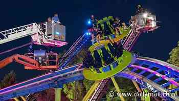 Horror at theme park after ride malfunctions and crying children left dangling 25ft in the air for THREE HOURS