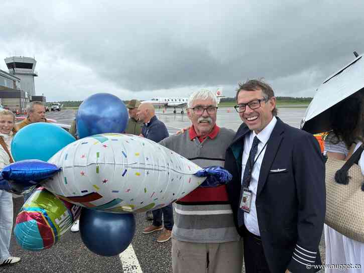It was a very happy landing in North Bay for WestJet pilot Scott Ferguson