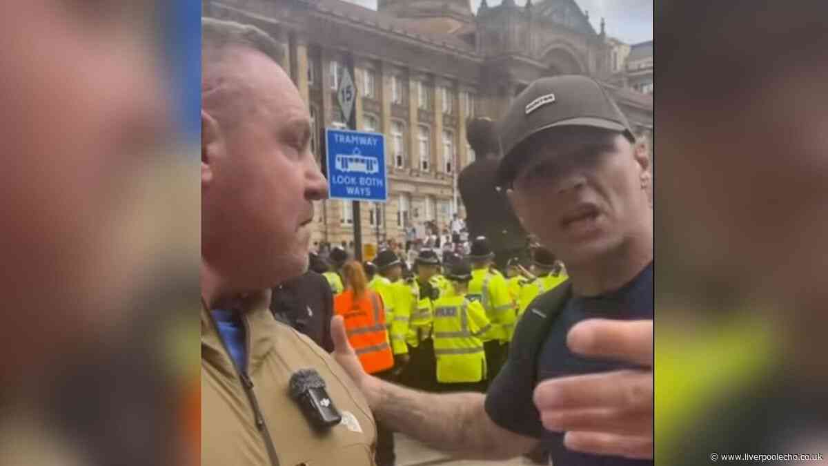 Darren Gee confronts Billy Moore in heated scenes at Britain First rally