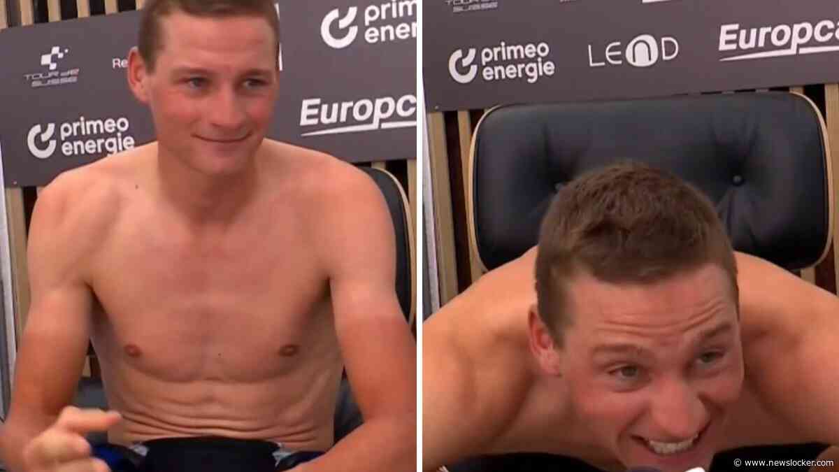 Jury kan ontblote torso van Mathieu van der Poel niet waarderen en geeft hem boete wegens ’ongepaste kledij’