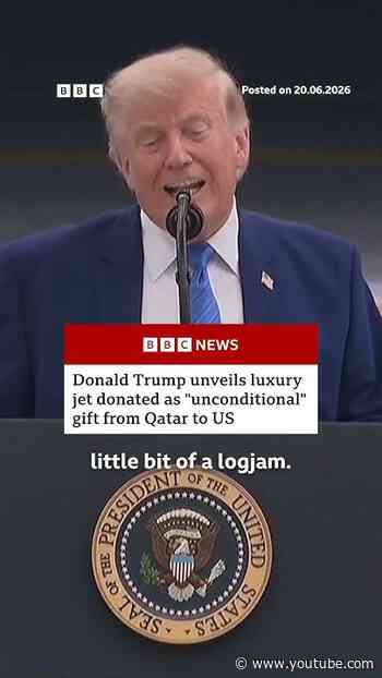 President Trump unveils Qatari luxury jet for Air Force One fleet. #Qatar #US #AirForceOne #BBCNews