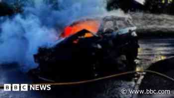 Drink-driver banned after car caught fire in road