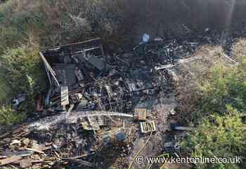 Drone footage shows damage caused by major riverside building blaze