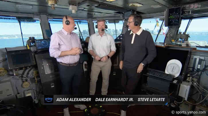 NASCAR on Prime broadcast crew set up on USS Carl Vinson for San Diego race