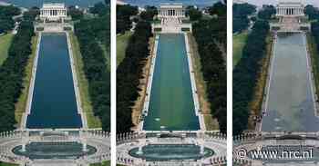 Blauw, groen, blauwgroen? Het water van de 'Reflecting Pool' in Washington weerspiegelt opnieuw de politiek