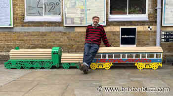 Herne Hill forum installs retro-style fun train benches outside Herne Hill station
