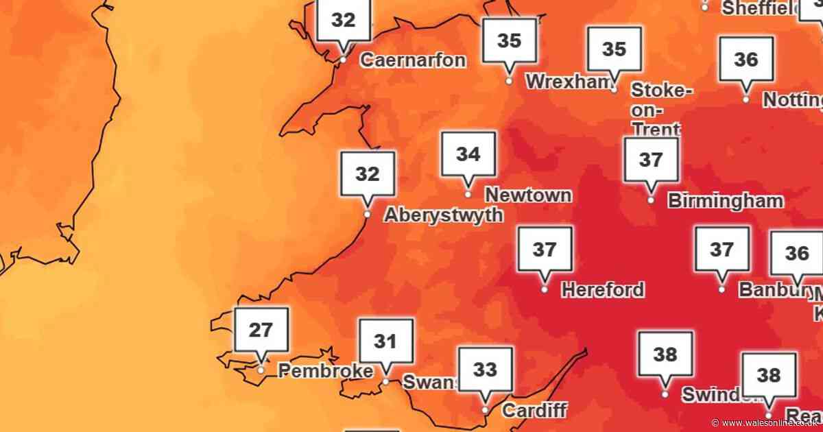 AD FEATURE: Met Office weather maps show day Wales will hit 38C as heatwave kicks off four day amber warning