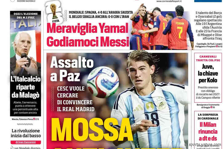 Today’s Papers: FIGC elections, Paz attack, Milan directors