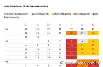 ADAC Stauprognose: 26. bis 28. Juni / Start der Sommerferien sorgt für volle Autobahnen