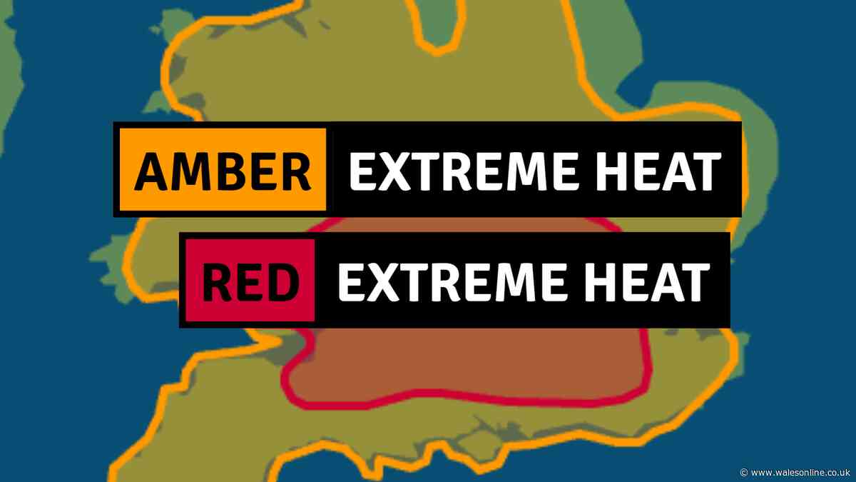 Red weather warning issued for Wales as Met Office says 'extremely rare' heatwave temperatures will hit