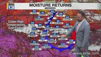 Temperatures stay hot with moisture increasing midweek