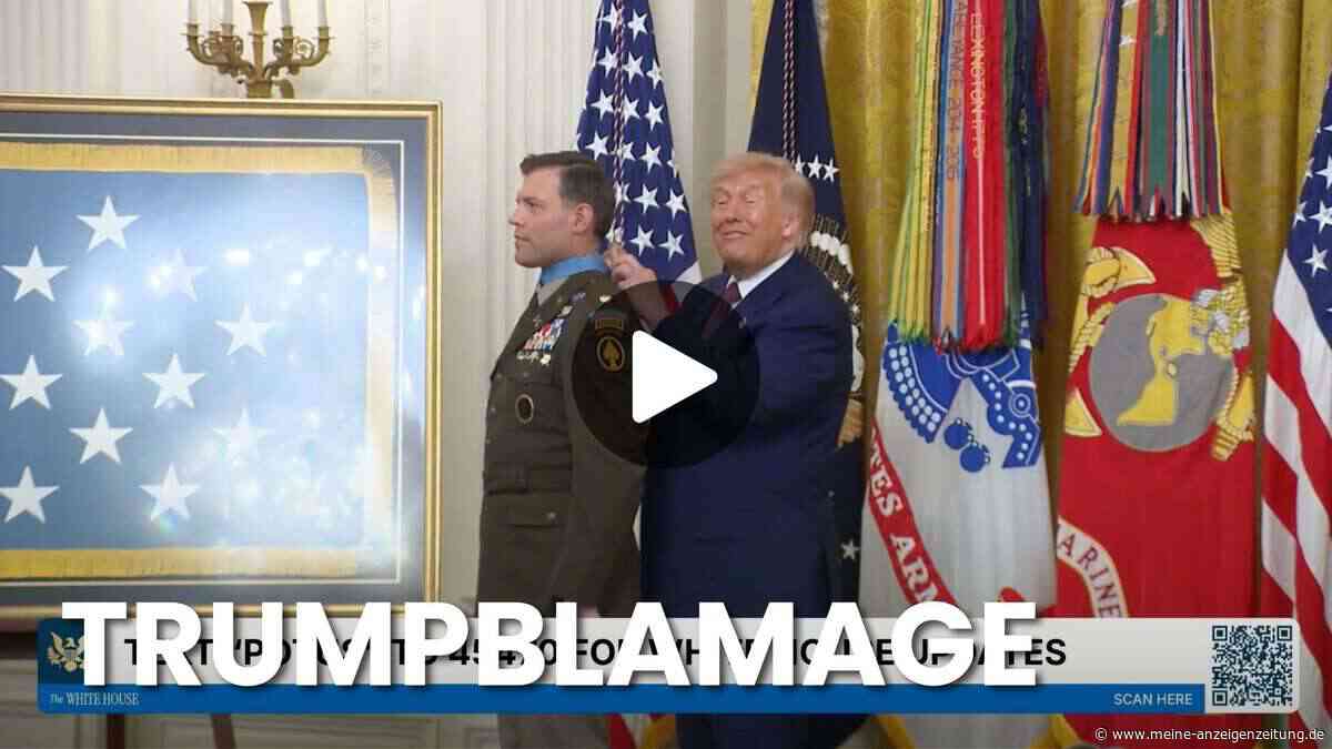 Trump bei Ehrenmedaillenverleihung: Dieser Moment lässt den Saal lachen