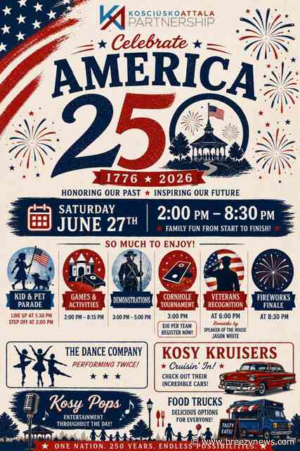 Kosciusko Attala Partnership Hosting “Celebrate America 250” Event June 27
