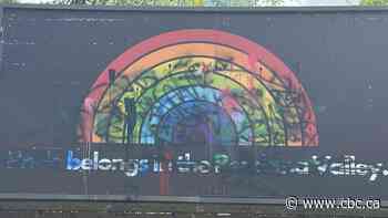 Pembina Valley Pride says spray paint won't stop its mission after billboard vandalized