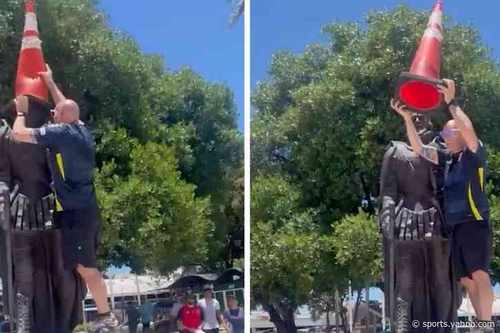 Scotland fan’s cone prank cut short by Miami police after Boston backing