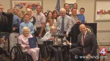 WWII veteran presented with service medals