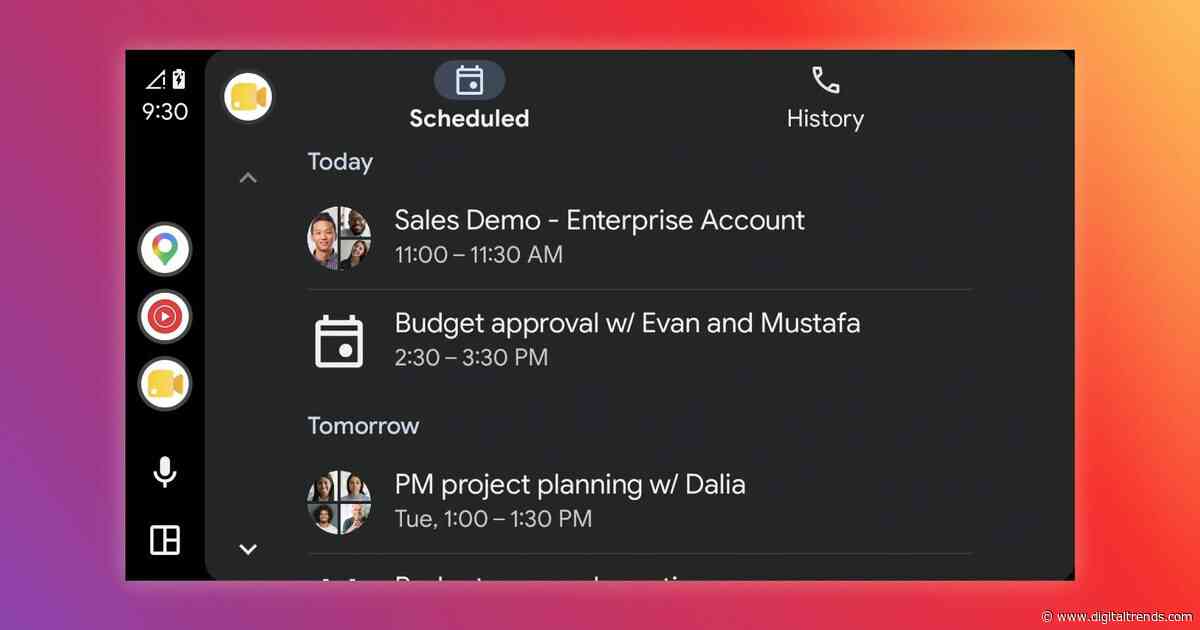 Google Meet finally lands on Android Auto, giving you one less excuse to skip a meeting