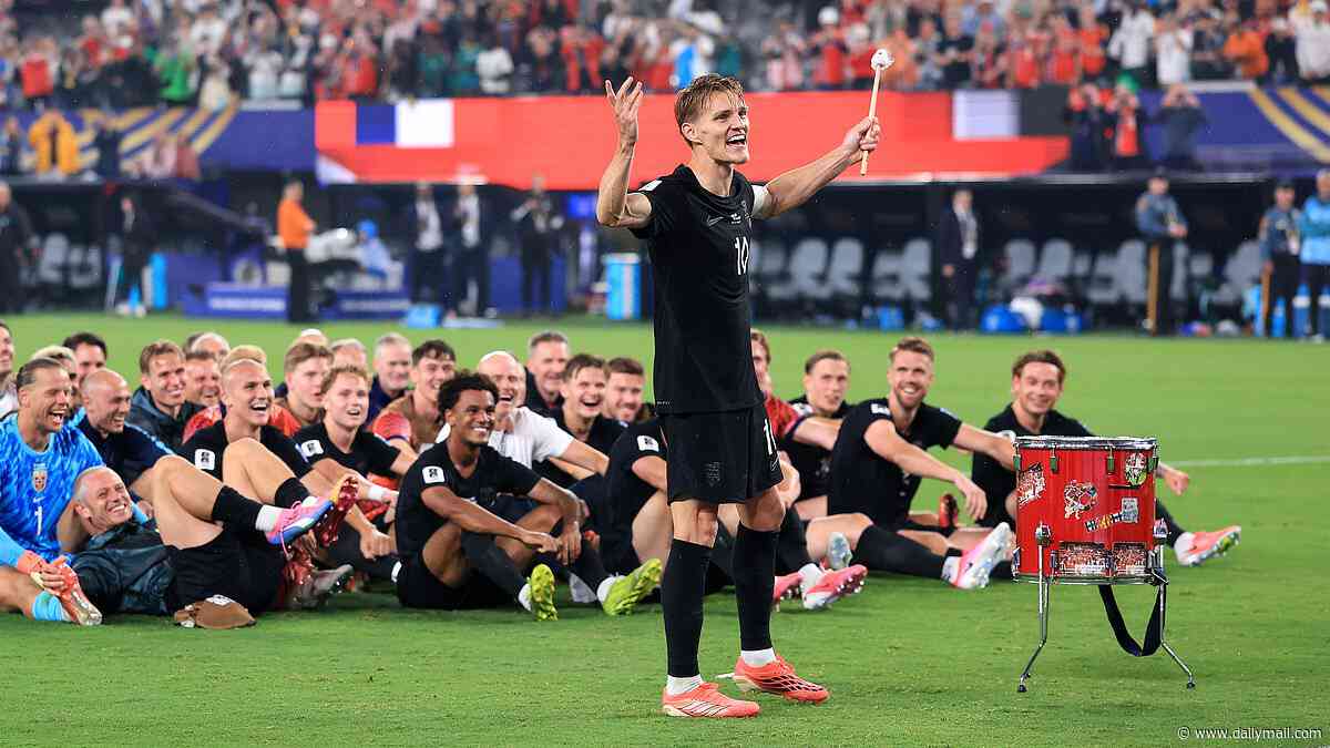 Martin Odegaard and Erling Haaland lead Norway in incredible anti-woke Viking Row celebration after cruising into World Cup knock-outs