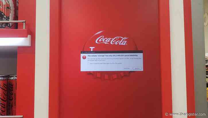 Digital indigestion: Fizzy Coca-Cola display chokes on full storage