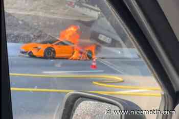 Une McLaren 570S Spider en feu sur l’A8 paralyse le trafic en direction de l’Italie, la circulation est très difficile autour de Nice