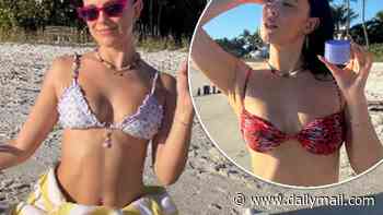 Millie Bobby Brown poses in bright bikinis as she enjoys 'vacay mode' on a paradise beach break after hitting out at 'vicious' mom-shaming trolls