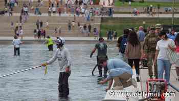 Visitors flock to brand new $16M Reflecting Pool but NO ONE can verify Trump's vandalism claim