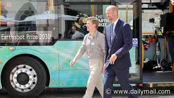 Prince William calls for united 'responsibility' for the environment as he joins Robert Irwin at Earthshot Prize event - after arriving in an electric London bus