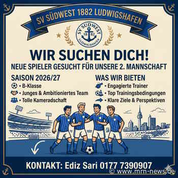 Ludwigshafen – SV Südwest Ludwigshafen sucht für die kommende Saison weitere Spieler für seine 2. Mannschaft