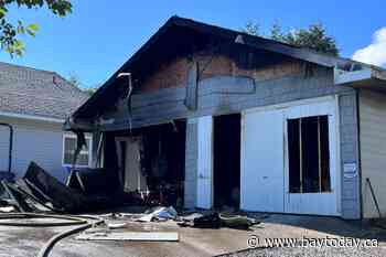 North Bay Fire and Emergency Services battle early morning garage fire