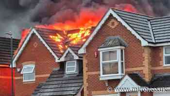 Dramatic photo captures harrowing moment lightning strikes Bristol home engulfing it in flames