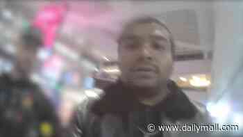 Moment delivery driver on student visa who raped stranger in car park is arrested by police at Gatwick Airport as he tries to flee to Pakistan