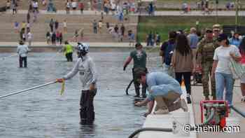National Guard, Park Police patrolling Reflecting Pool