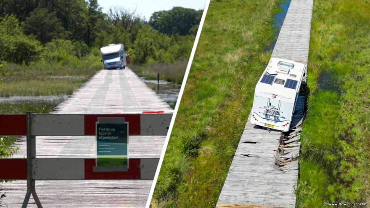 Camper staat voorlopig vast in natuurgebied Drenthe: vlonderpad afgesloten