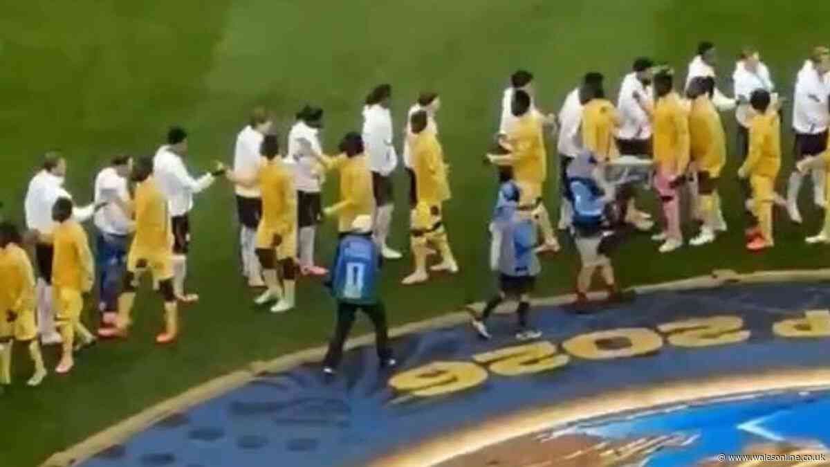One England player refuses to shake Thomas Partey's hand as TV cameras pan away