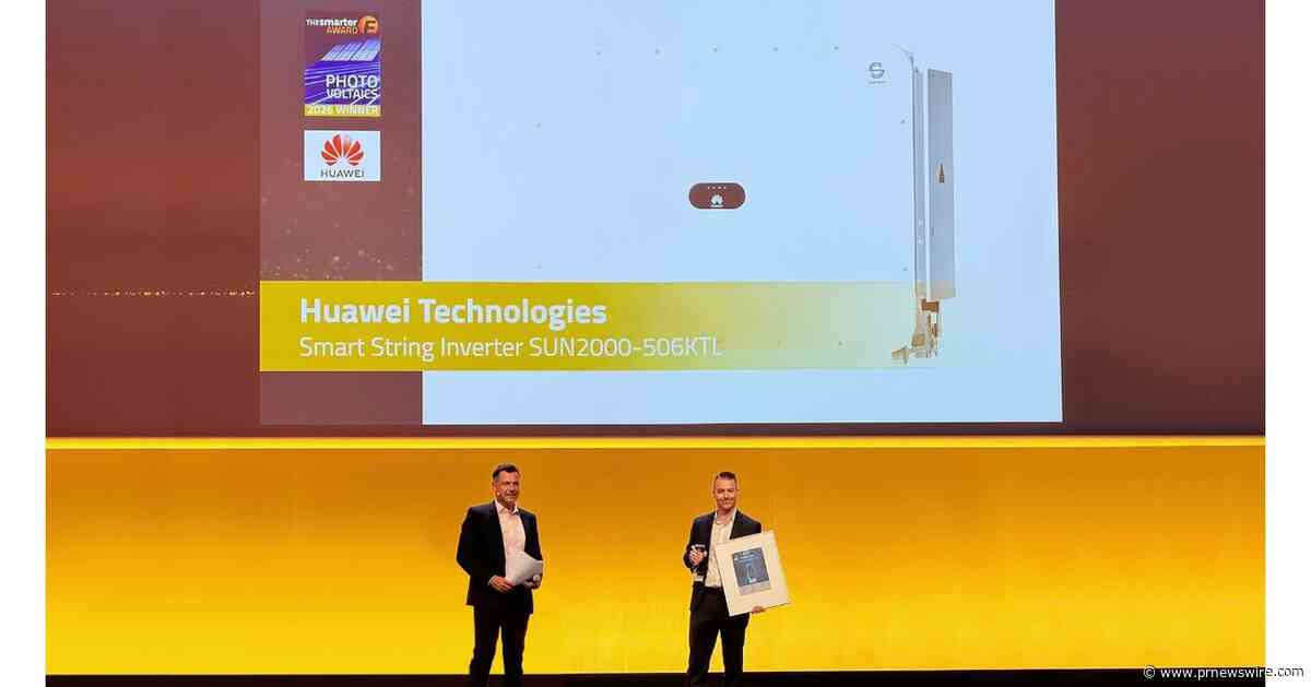 Der 506   kW-Smart-String-Wechselrichter von Huawei wurde auf der Intersolar Europe 2026 mit dem „Smarter E AWARD" ausgezeichnet