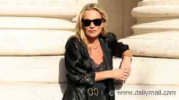 Kate Moss, 52, goes braless in a lace vest top as she joins her chic daughter Lila, 23, at the Saint Laurent show during Men's Paris Fashion Week