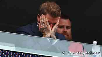 David Beckham looks frustrated during England game in Boston as the Three Lions draw 0-0 with defensive Ghana