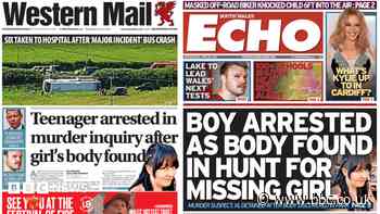 Wales' papers: Boy arrested after body found and school's out