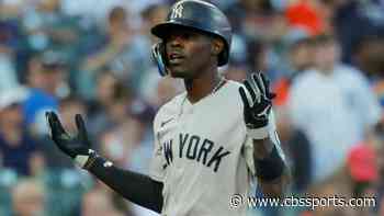 Yankees' Jazz Chisholm celebrates with lollipops after go-ahead home run vs. Tigers
