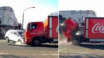 Horror moment cab of Coca-Cola lorry comes flying off in shock collision caught on dashcam