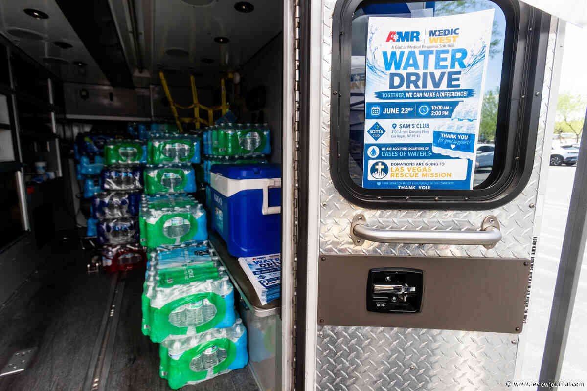 Amid extreme heat, private ambulance crews collect water for Las Vegas homeless shelter