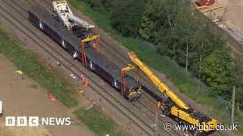 Watch: Aerial footage shows train wreckage removal
