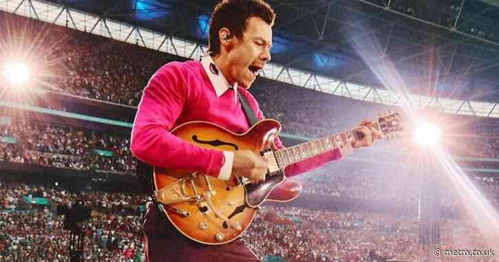 Harry Styles beats the heatwave in crop top at Wembley Stadium
