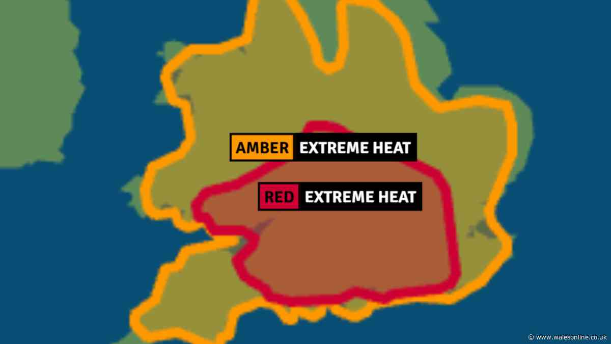 Met Office extends red and amber weather warnings for Wales and temperatures could now hit 40C