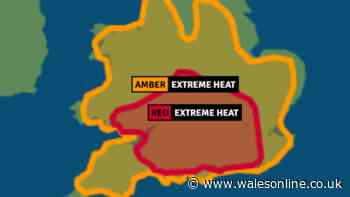 Met Office extends red and amber weather warnings for Wales and temperatures could now hit 40C