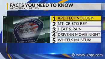 Albuquerque police technology, Mt. Cristo Rey, Heat and rain, Drive-in movie night, Wheels Museum