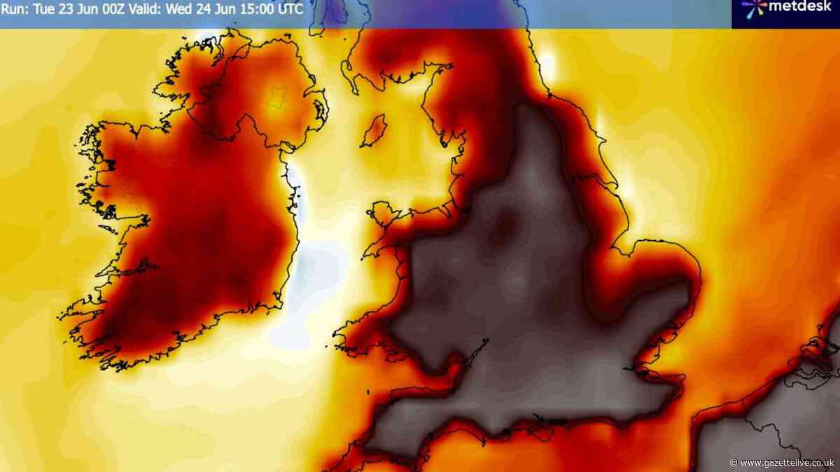 UK weather maps show when Teesside temperatures will peak before cooling