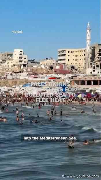 Palestinians trade tents for polluted sea to flee heat