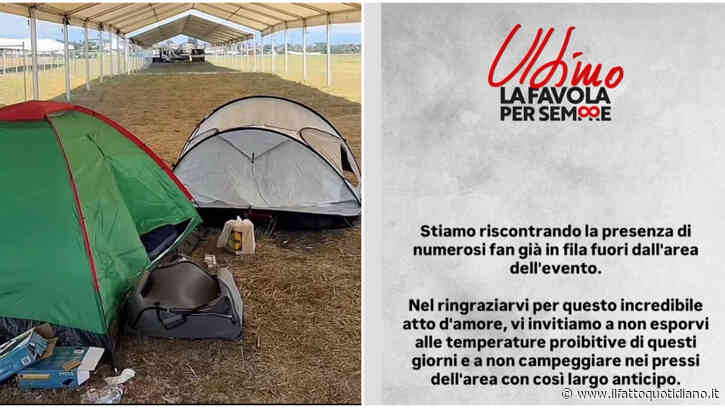 “Vi invitiamo a non campeggiare con così largo anticipo”: il team di Ultimo preoccupato. Le prime tende a Tor Vergata 10 giorni prima dell’evento e in mezzo al caldo torrido